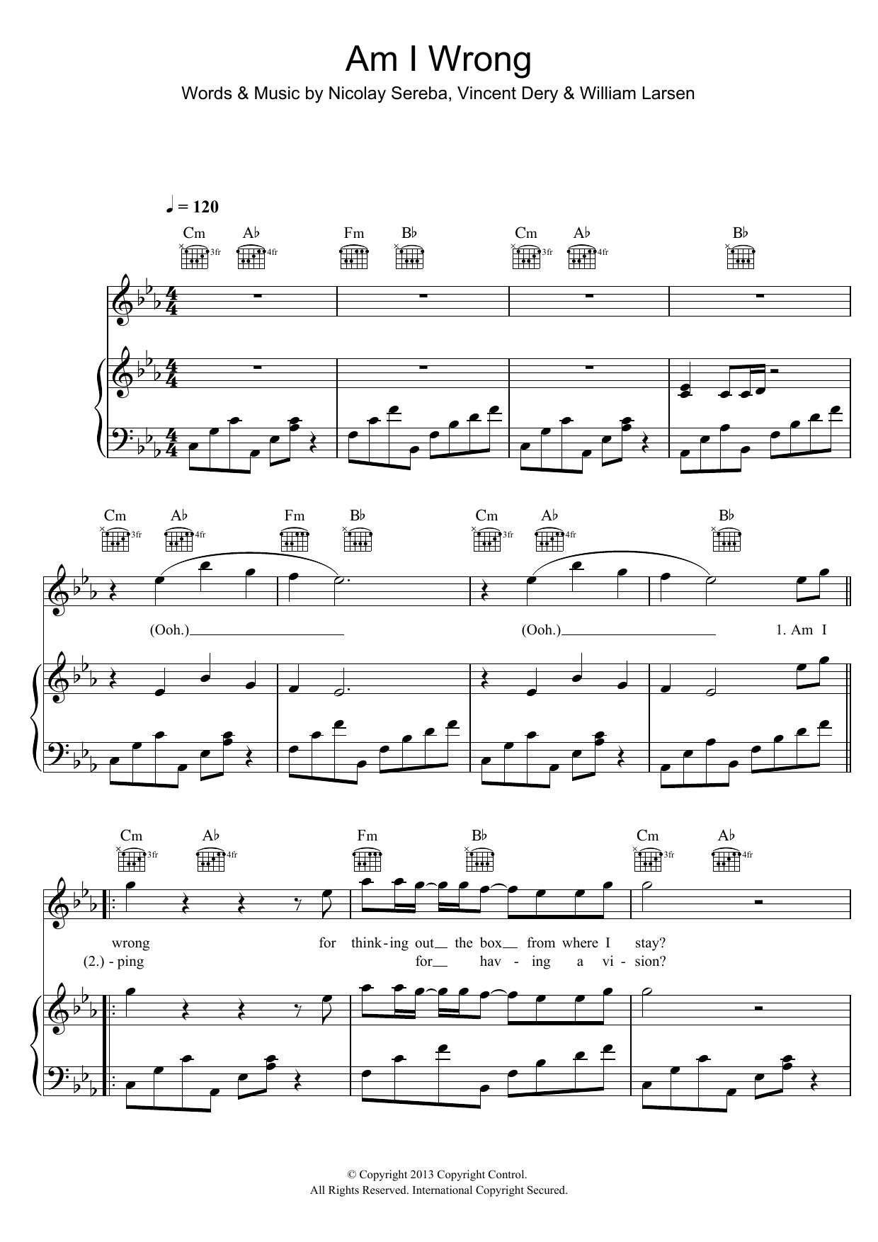 Envy Am I Wrong Sheet Music Notes & Chords for Piano, Vocal & Guitar (Right-Hand Melody) - Download or Print PDF