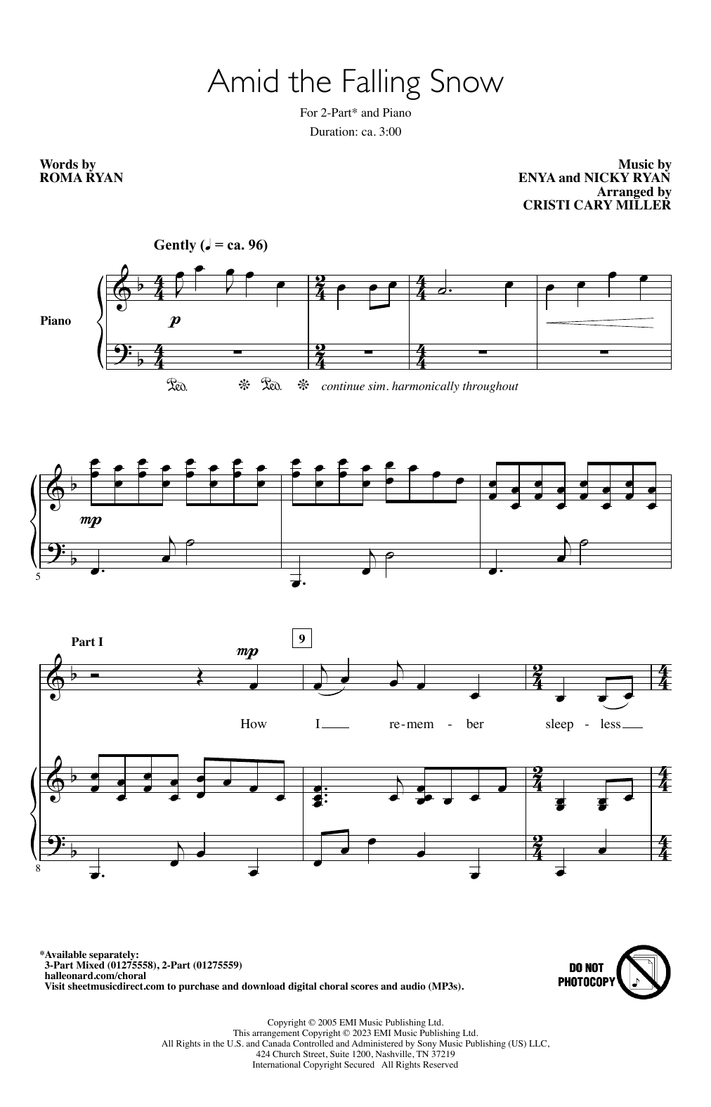 Enya Amid The Falling Snow (arr. Cristi Cary Miller) Sheet Music Notes & Chords for 3-Part Mixed Choir - Download or Print PDF