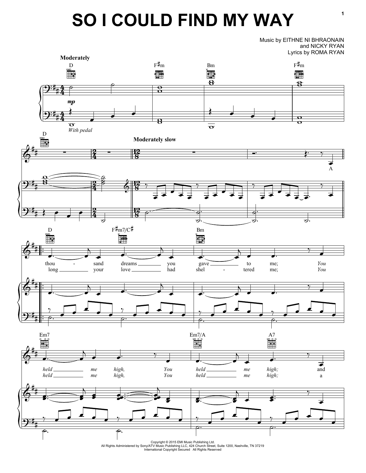 Enya So I Could Find My Way Sheet Music Notes & Chords for Piano, Vocal & Guitar (Right-Hand Melody) - Download or Print PDF