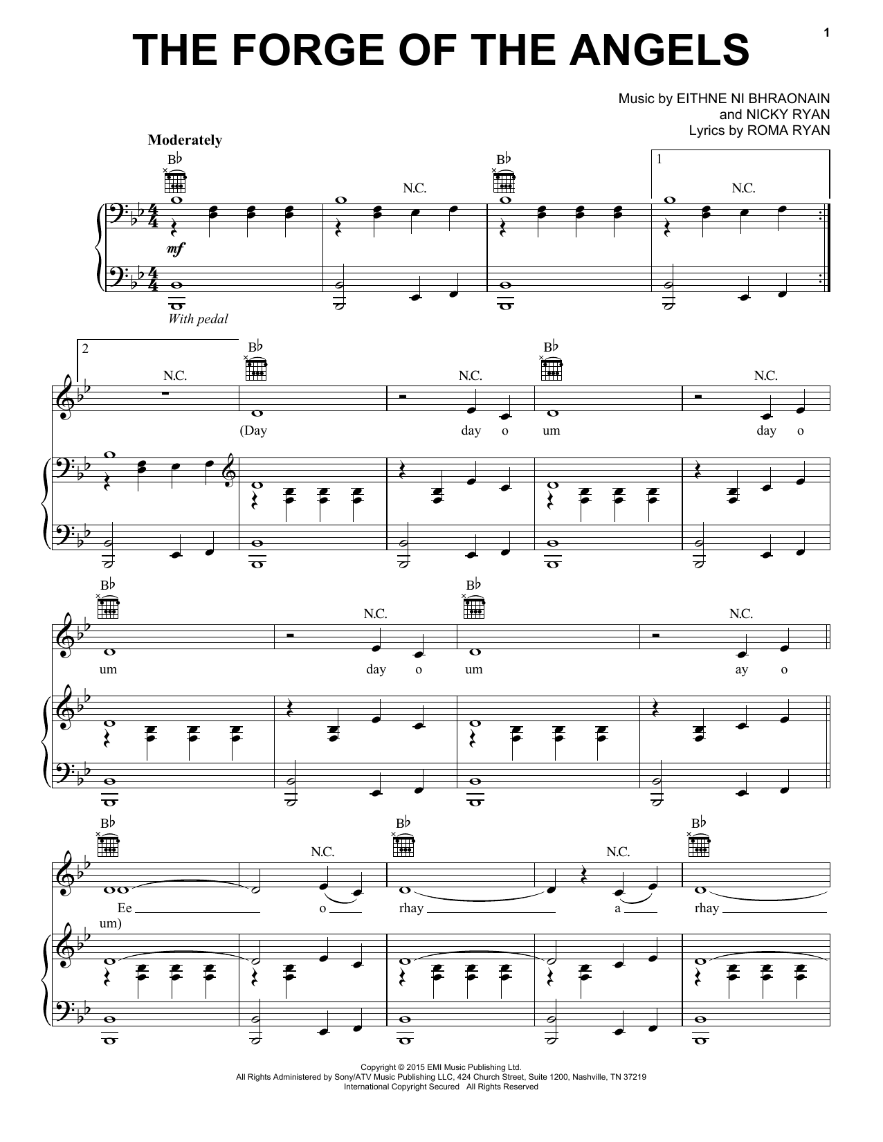 Enya The Forge Of The Angels Sheet Music Notes & Chords for Piano, Vocal & Guitar (Right-Hand Melody) - Download or Print PDF