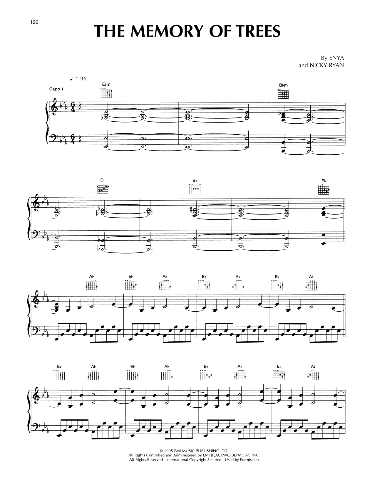 Enya The Memory Of Trees Sheet Music Notes & Chords for Piano Solo - Download or Print PDF