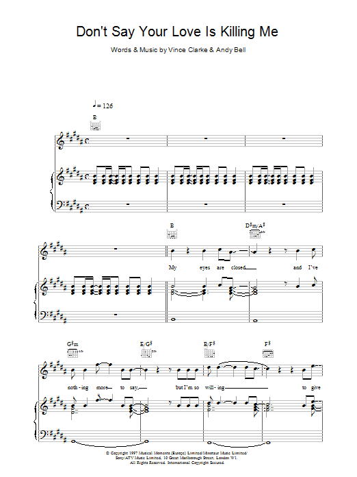 Don't Say Your Love Is Killing Me sheet music