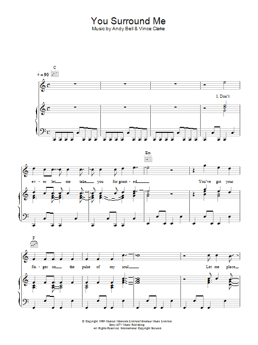 Erasure You Surround Me Sheet Music Notes & Chords for Piano, Vocal & Guitar (Right-Hand Melody) - Download or Print PDF