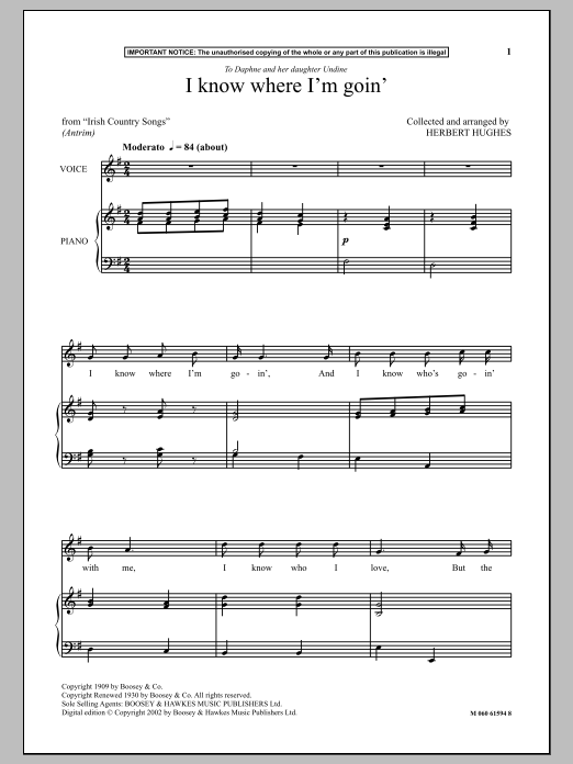 Erbert Hughes I Know Where I'm Goin' Sheet Music Notes & Chords for Piano & Vocal - Download or Print PDF