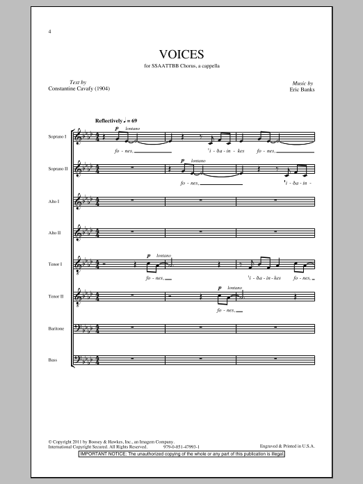 Eric Banks Voices Sheet Music Notes & Chords for SATB - Download or Print PDF