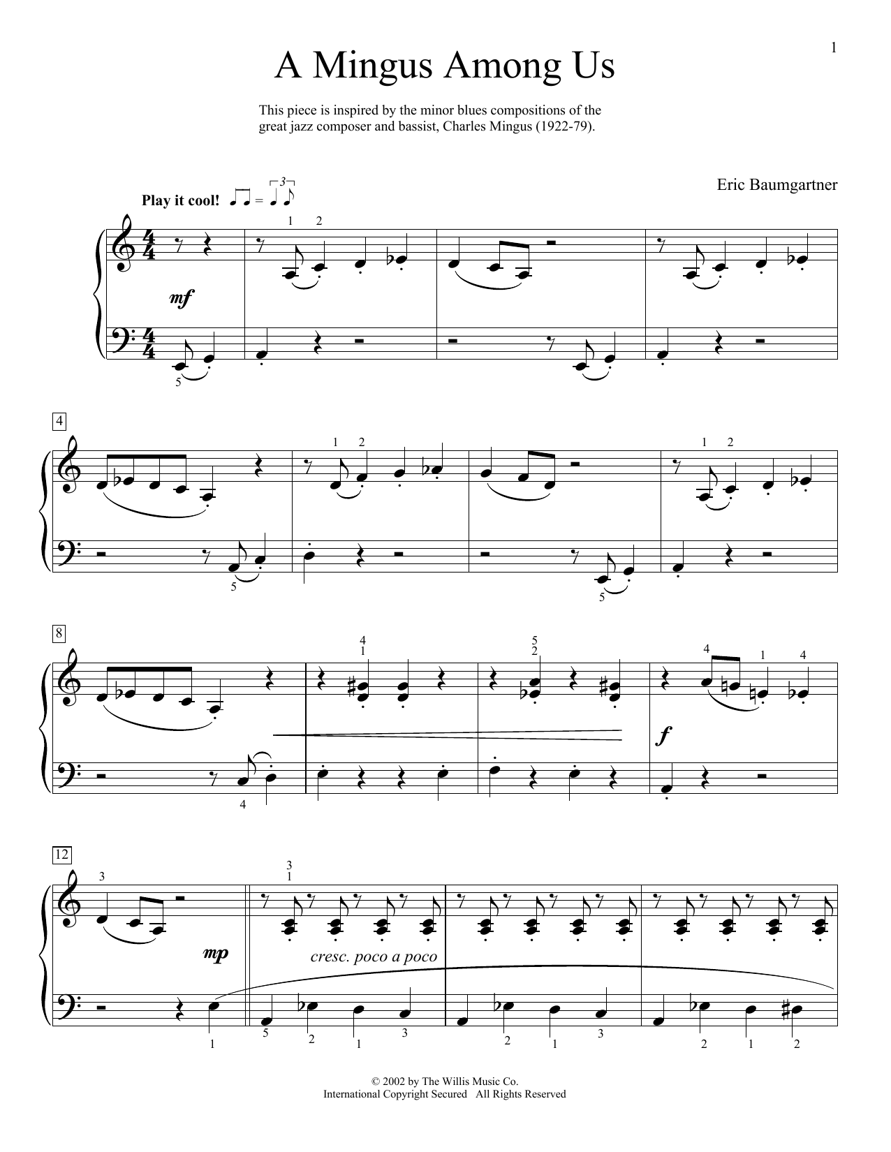 Eric Baumgartner A Mingus Among Us Sheet Music Notes & Chords for Educational Piano - Download or Print PDF