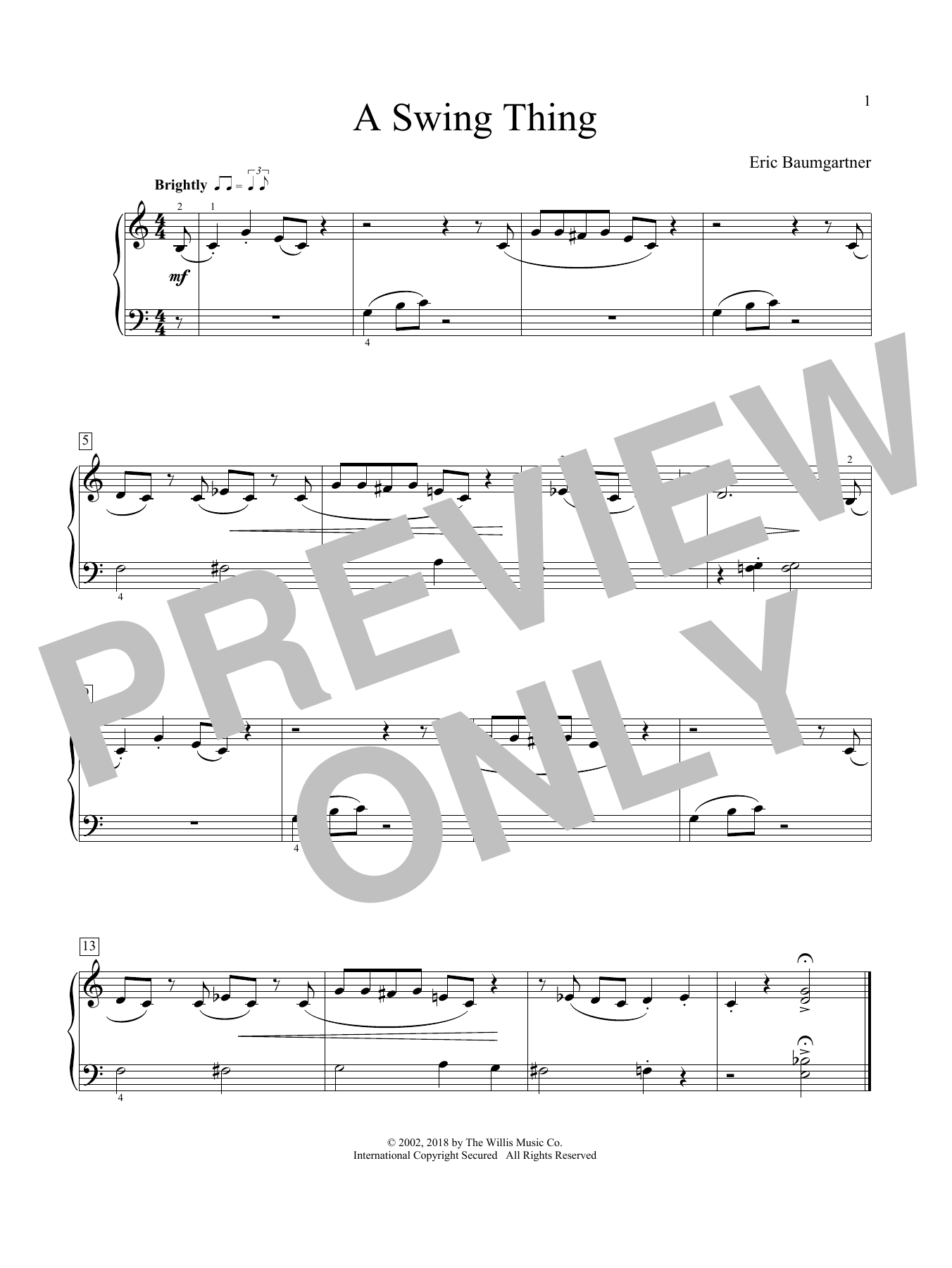 Eric Baumgartner A Swing Thing Sheet Music Notes & Chords for Educational Piano - Download or Print PDF