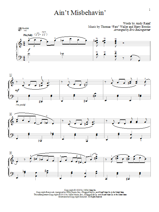 Eric Baumgartner Ain't Misbehavin' Sheet Music Notes & Chords for Educational Piano - Download or Print PDF