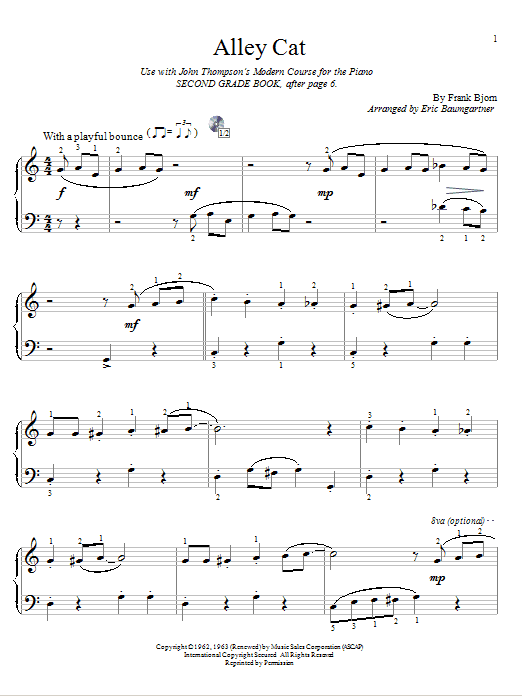 Eric Baumgartner Alley Cat Sheet Music Notes & Chords for Educational Piano - Download or Print PDF