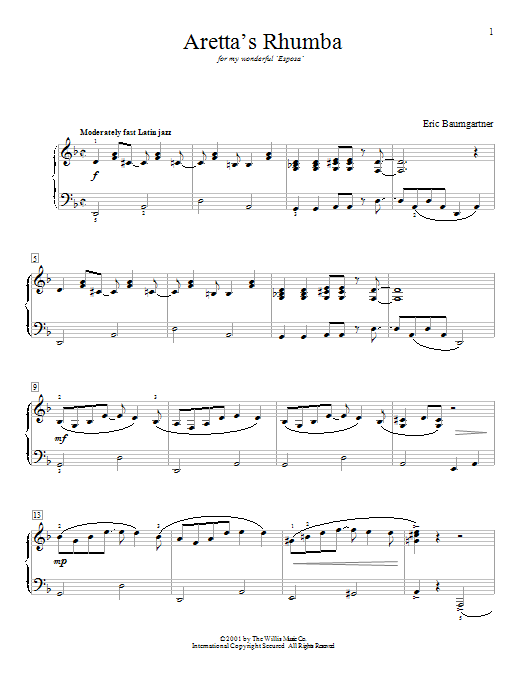 Eric Baumgartner Aretta's Rhumba Sheet Music Notes & Chords for Educational Piano - Download or Print PDF