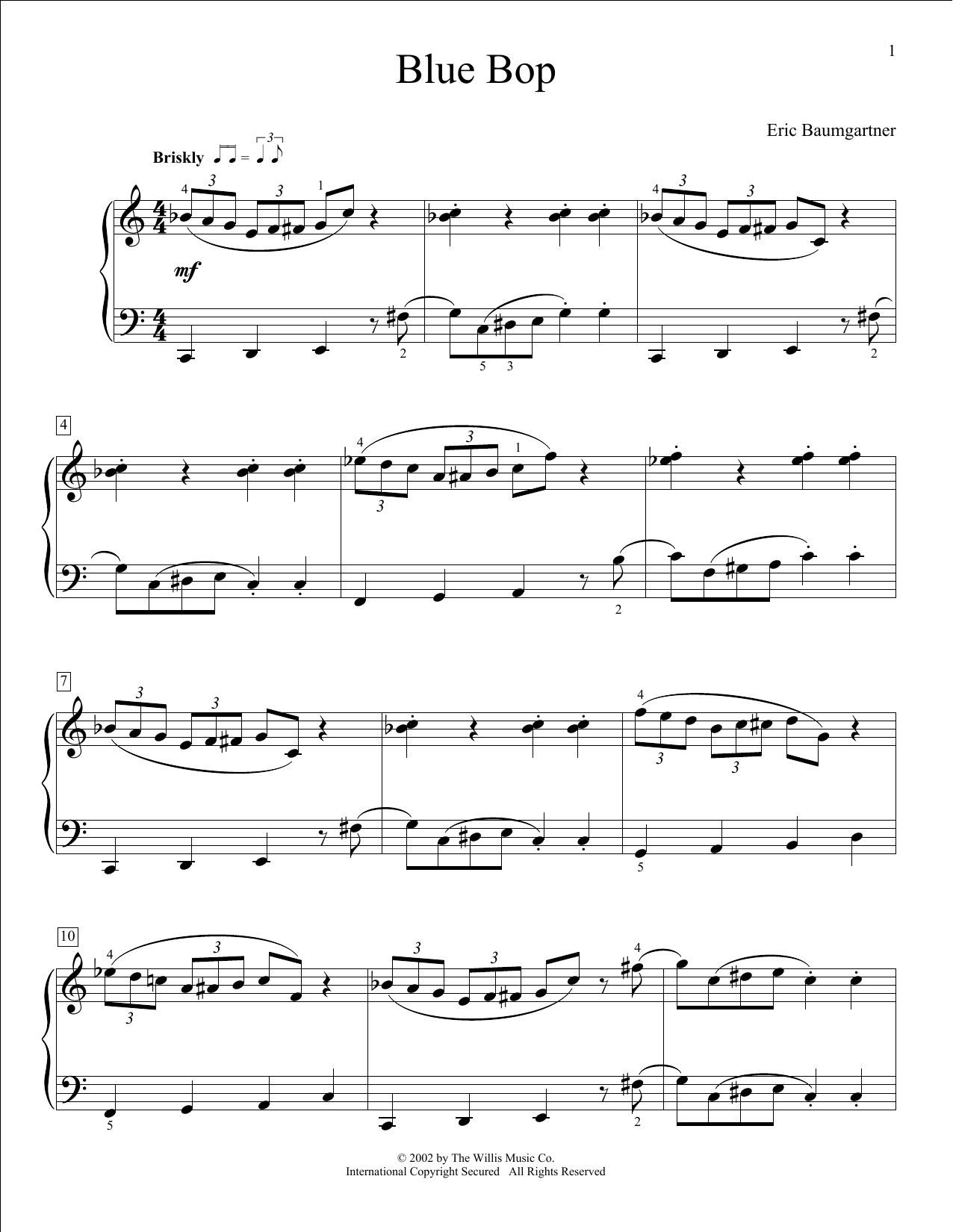 Eric Baumgartner Blue Bop Sheet Music Notes & Chords for Educational Piano - Download or Print PDF