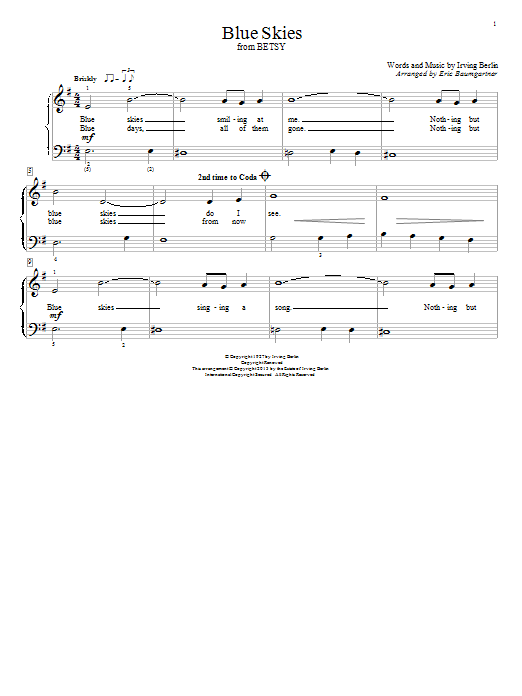 Eric Baumgartner Blue Skies Sheet Music Notes & Chords for Educational Piano - Download or Print PDF