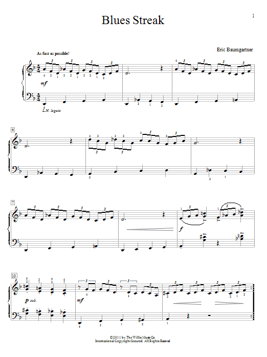 Eric Baumgartner Blues Streak Sheet Music Notes & Chords for Educational Piano - Download or Print PDF