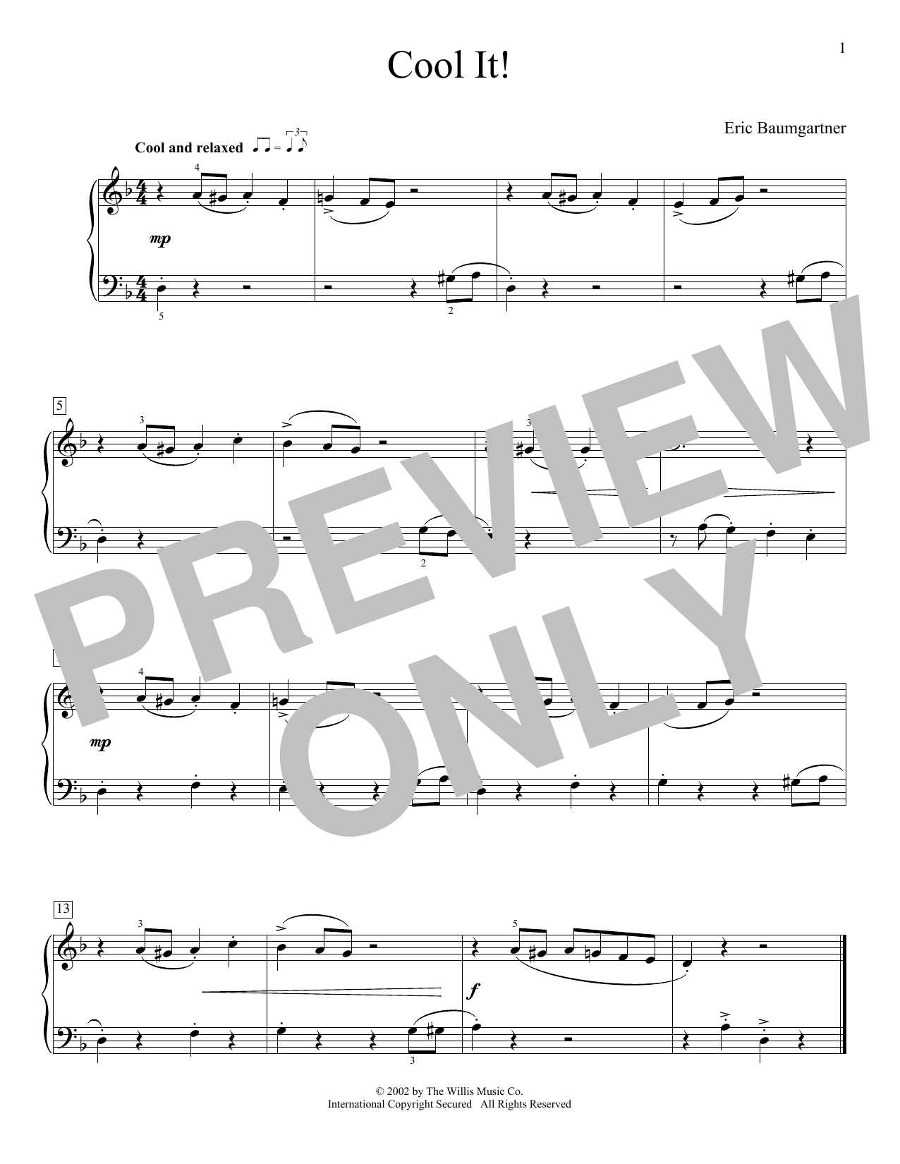 Eric Baumgartner Cool It! Sheet Music Notes & Chords for Educational Piano - Download or Print PDF