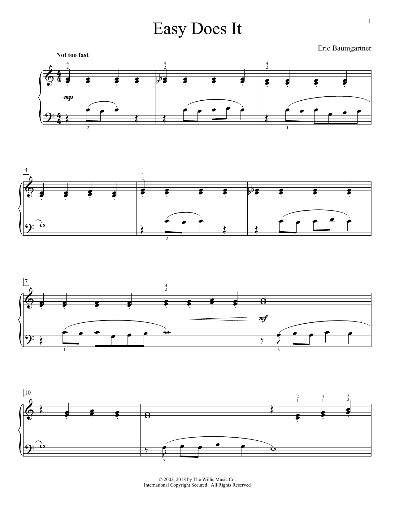 Eric Baumgartner Easy Does It Sheet Music Notes & Chords for Educational Piano - Download or Print PDF