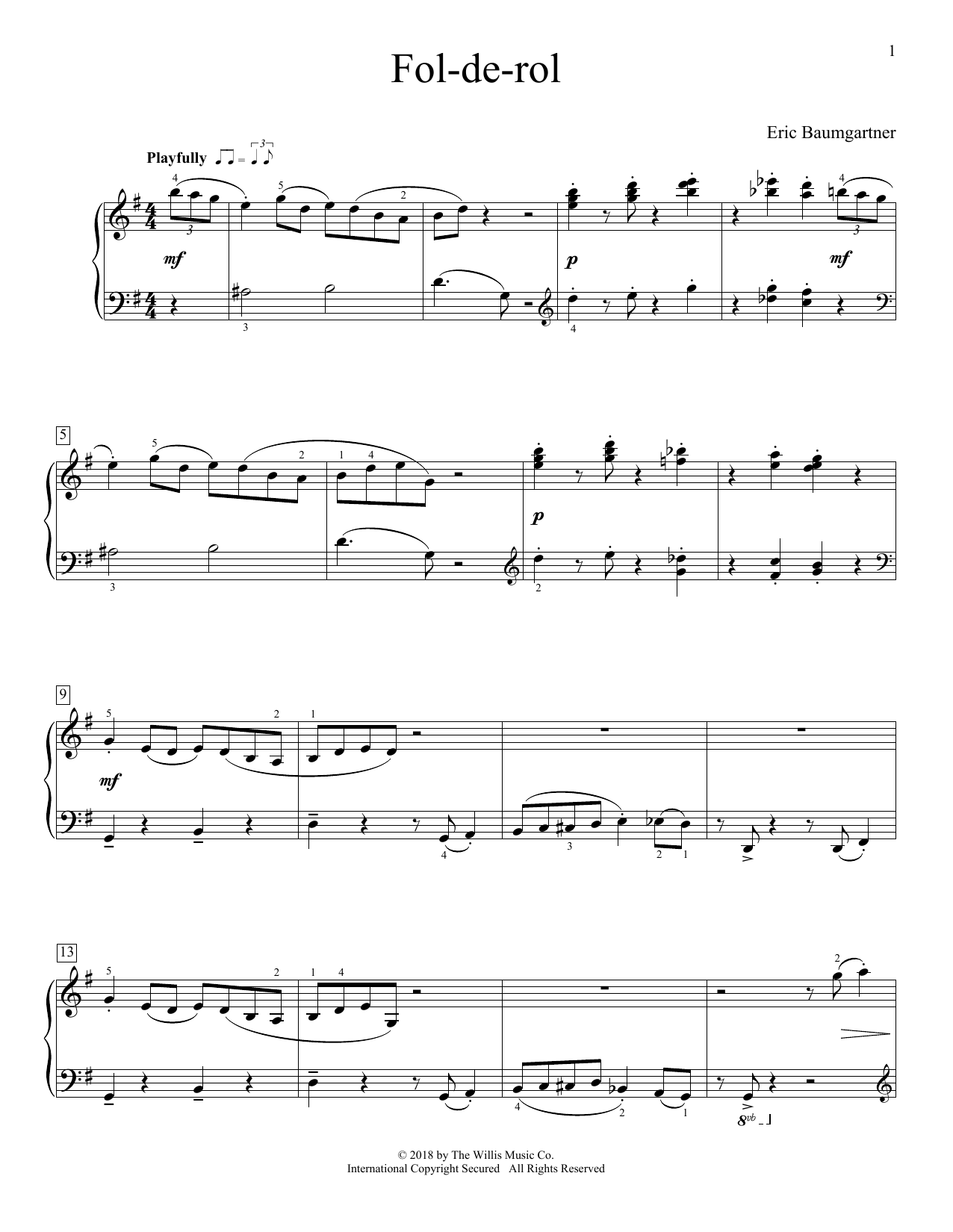 Eric Baumgartner Fol-De-Rol Sheet Music Notes & Chords for Educational Piano - Download or Print PDF