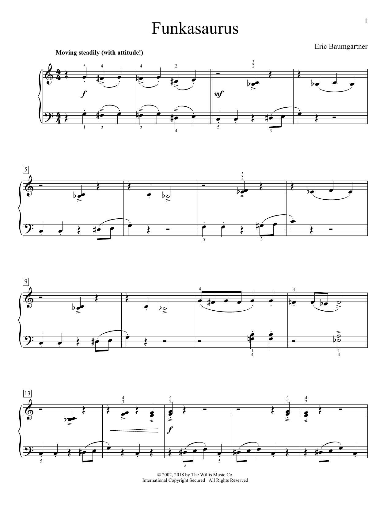 Eric Baumgartner Funkasaurus Sheet Music Notes & Chords for Educational Piano - Download or Print PDF