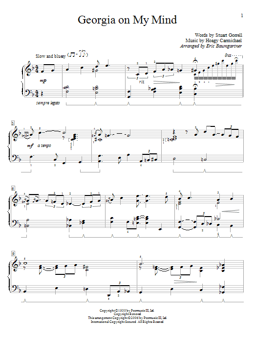 Eric Baumgartner Georgia On My Mind Sheet Music Notes & Chords for Educational Piano - Download or Print PDF