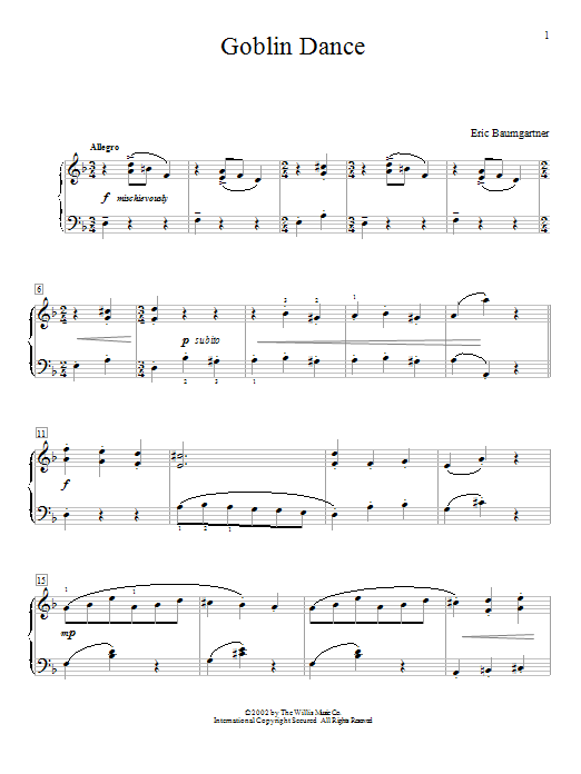 Eric Baumgartner Goblin Dance Sheet Music Notes & Chords for Educational Piano - Download or Print PDF