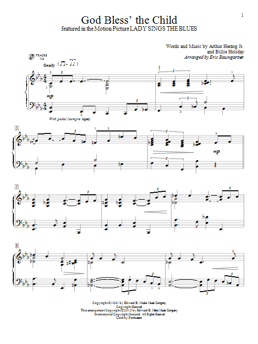 Eric Baumgartner God Bless' The Child Sheet Music Notes & Chords for Educational Piano - Download or Print PDF