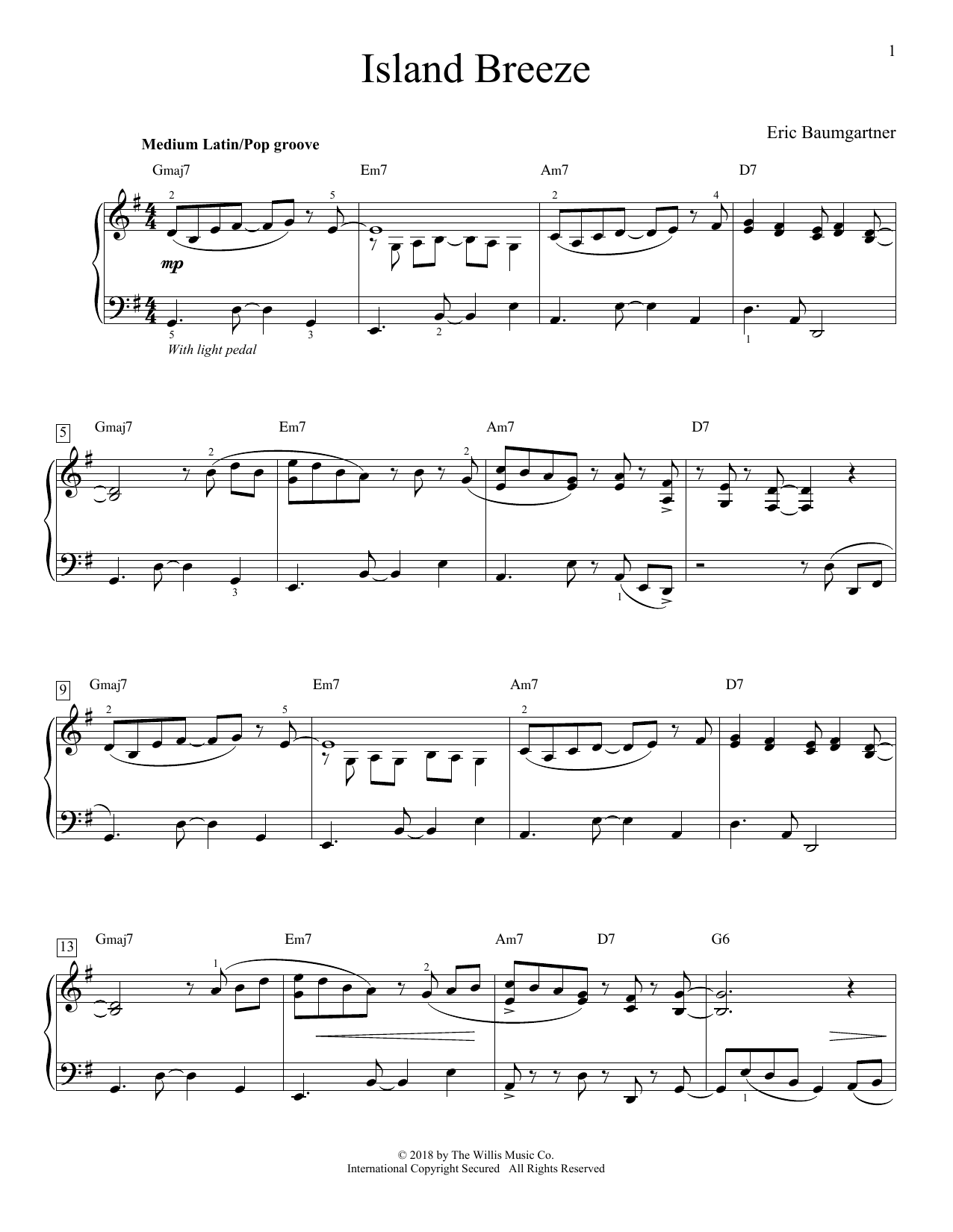 Eric Baumgartner Island Breeze Sheet Music Notes & Chords for Educational Piano - Download or Print PDF