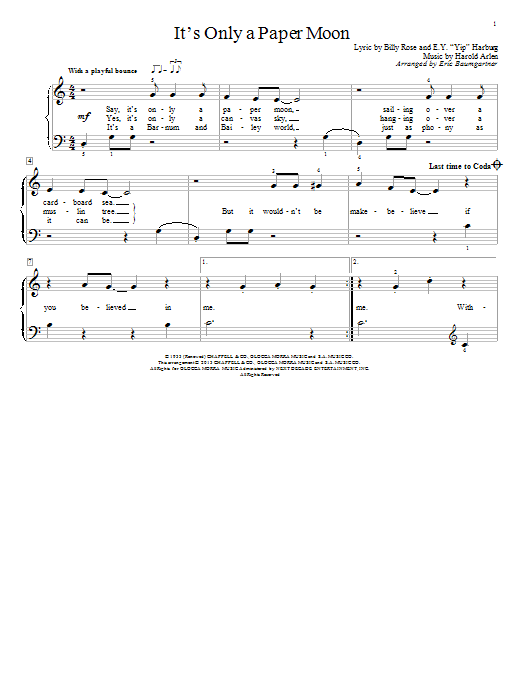 Eric Baumgartner It's Only A Paper Moon Sheet Music Notes & Chords for Educational Piano - Download or Print PDF