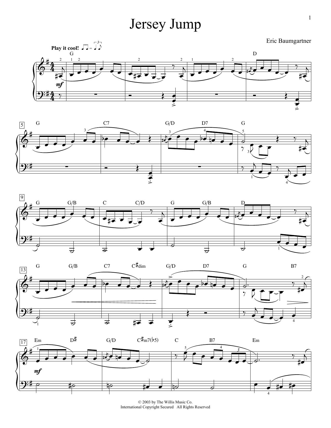 Eric Baumgartner Jersey Jump Sheet Music Notes & Chords for Educational Piano - Download or Print PDF