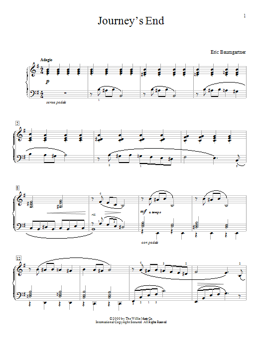 Eric Baumgartner Journey's End Sheet Music Notes & Chords for Educational Piano - Download or Print PDF