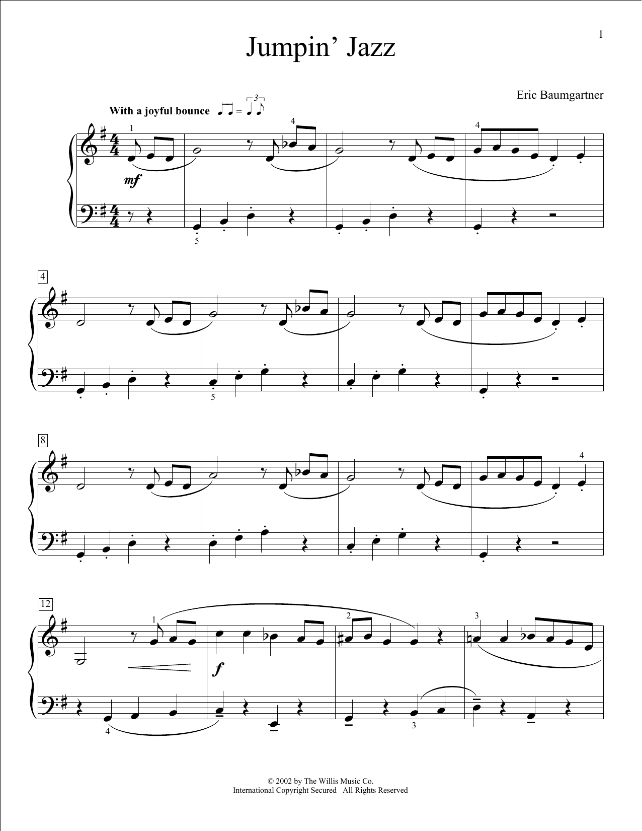 Eric Baumgartner Jumpin' Jazz Sheet Music Notes & Chords for Educational Piano - Download or Print PDF