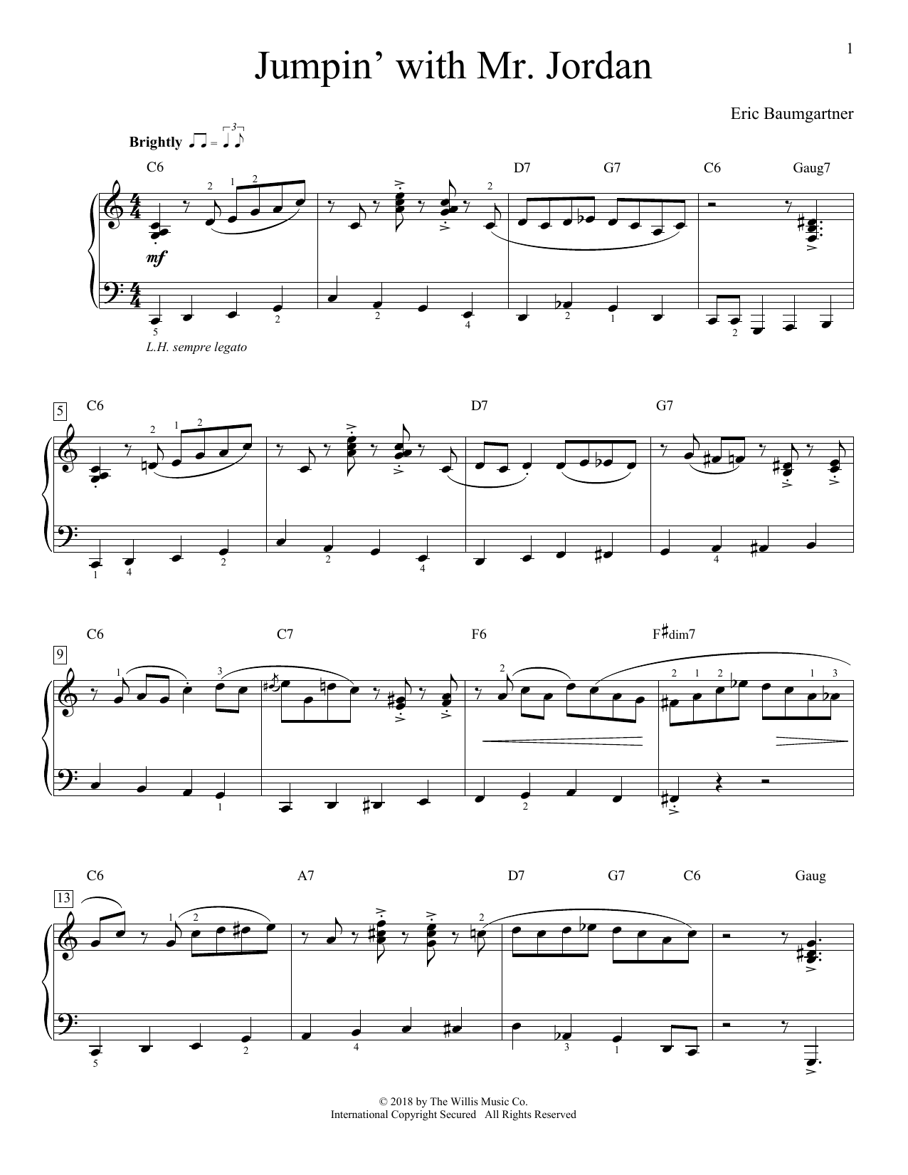 Eric Baumgartner Jumpin' With Mr. Jordan Sheet Music Notes & Chords for Piano Duet - Download or Print PDF