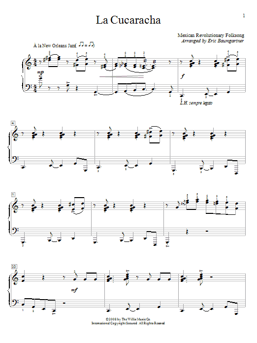 Eric Baumgartner La Cucaracha Sheet Music Notes & Chords for Educational Piano - Download or Print PDF