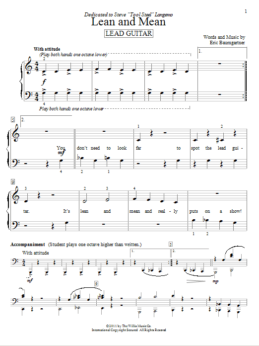 Eric Baumgartner Lean And Mean (Lead Guitar) Sheet Music Notes & Chords for Educational Piano - Download or Print PDF