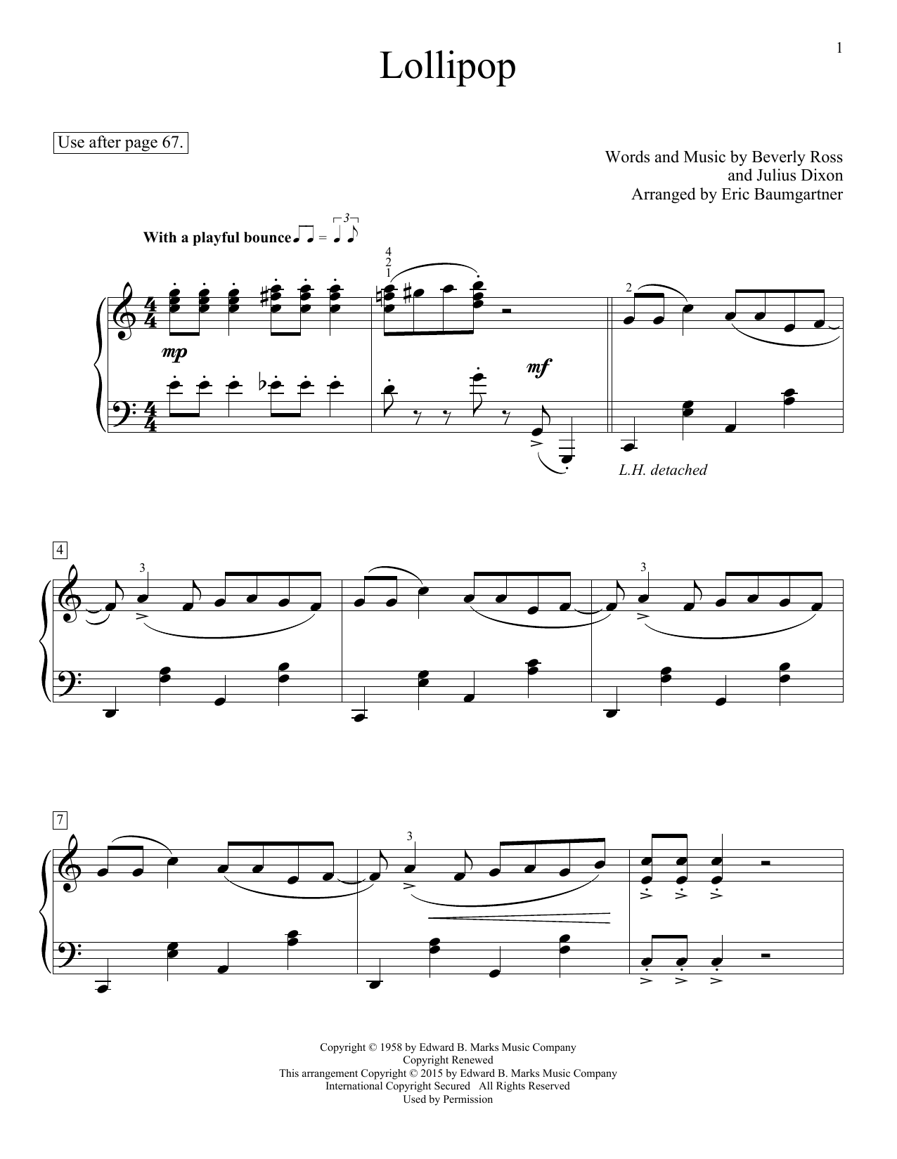 Eric Baumgartner Lollipop Sheet Music Notes & Chords for Educational Piano - Download or Print PDF