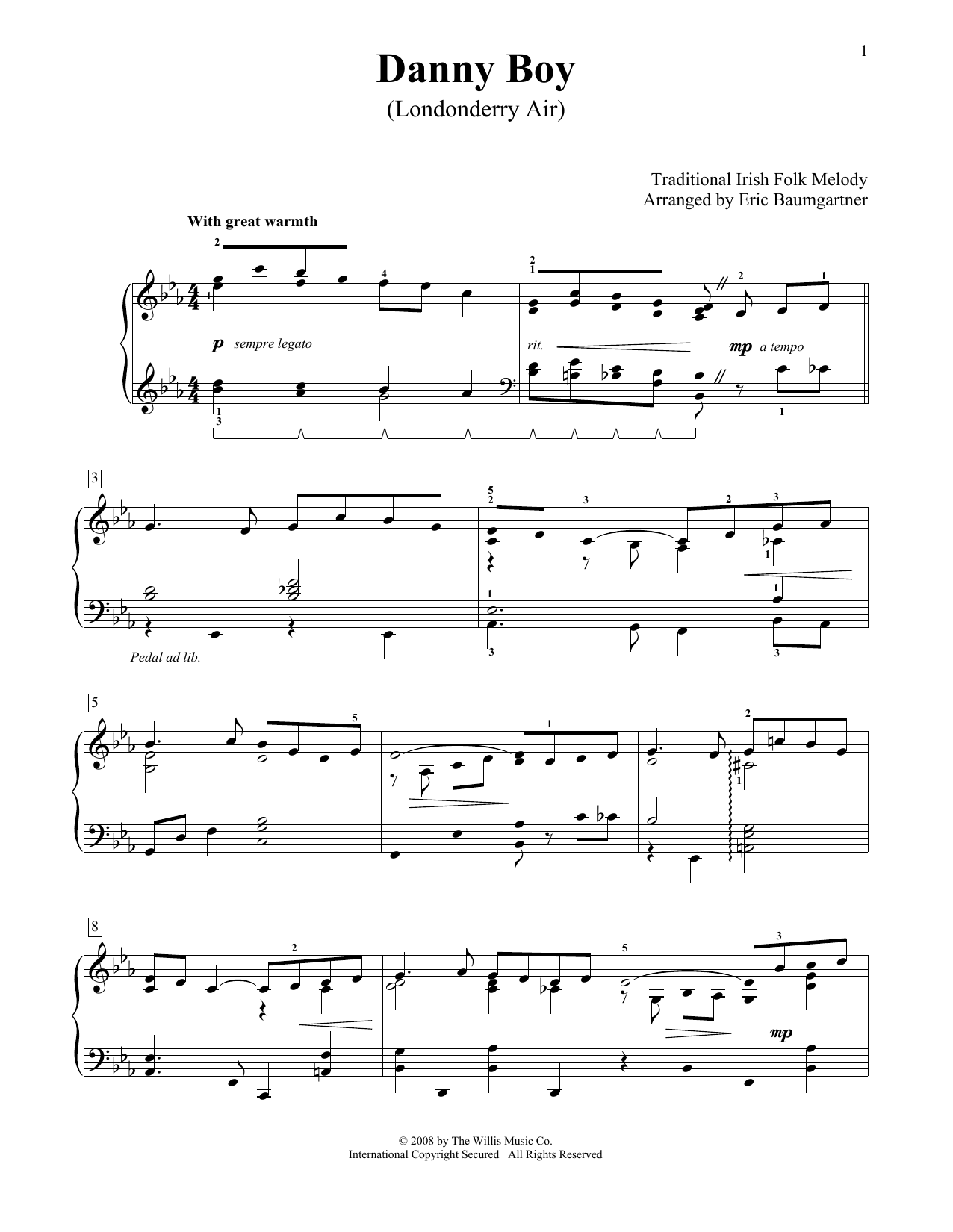 Eric Baumgartner Londonderry Air Sheet Music Notes & Chords for Educational Piano - Download or Print PDF