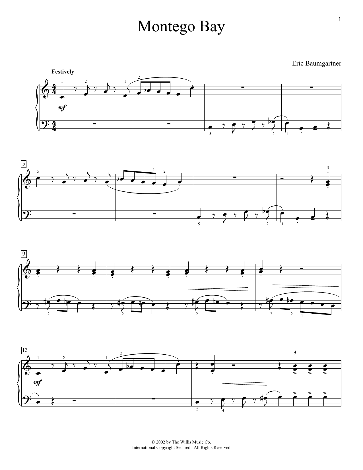 Eric Baumgartner Montego Bay Sheet Music Notes & Chords for Educational Piano - Download or Print PDF