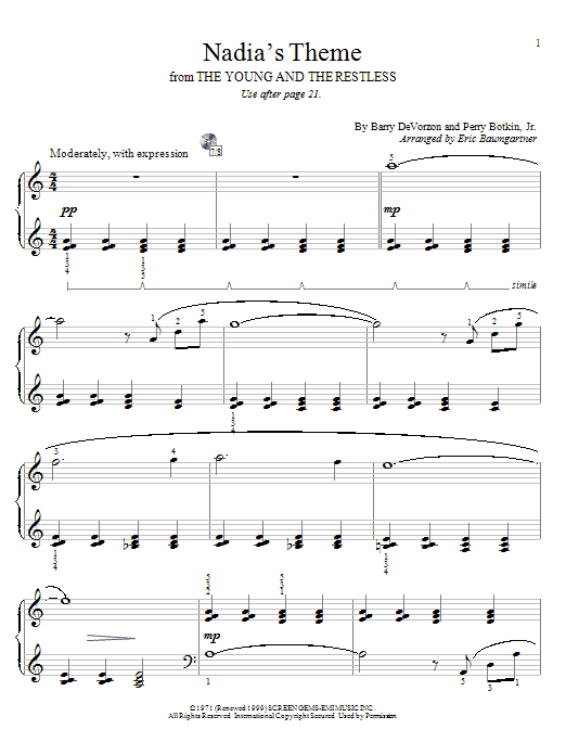 Eric Baumgartner Nadia's Theme Sheet Music Notes & Chords for Educational Piano - Download or Print PDF