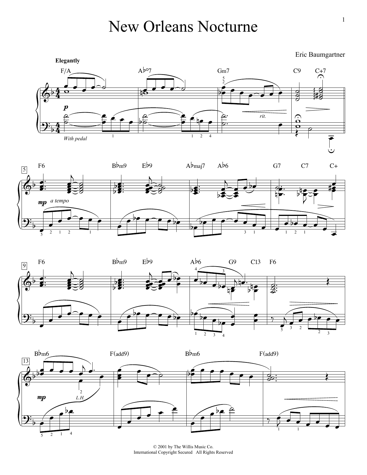Eric Baumgartner New Orleans Nocturne Sheet Music Notes & Chords for Educational Piano - Download or Print PDF