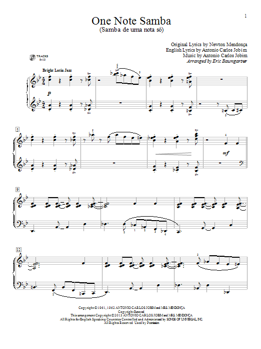 Eric Baumgartner One Note Samba (Samba De Uma Nota So) Sheet Music Notes & Chords for Educational Piano - Download or Print PDF