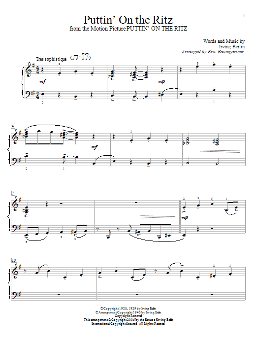 Eric Baumgartner Puttin' On The Ritz Sheet Music Notes & Chords for Educational Piano - Download or Print PDF Eric Baumgartner Puttin' On The Ritz Sheet Music Notes & Chords for Educational Piano - Download or Print PDF