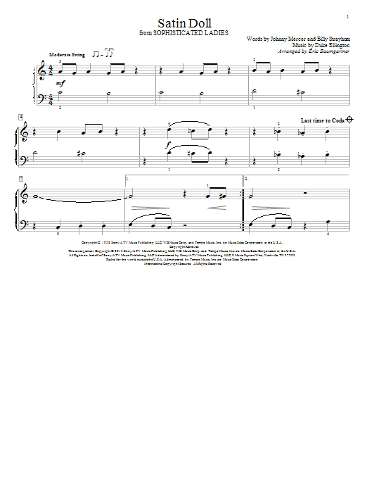 Eric Baumgartner Satin Doll Sheet Music Notes & Chords for Educational Piano - Download or Print PDF