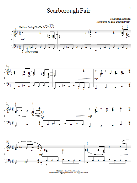 Eric Baumgartner Scarborough Fair Sheet Music Notes & Chords for Educational Piano - Download or Print PDF