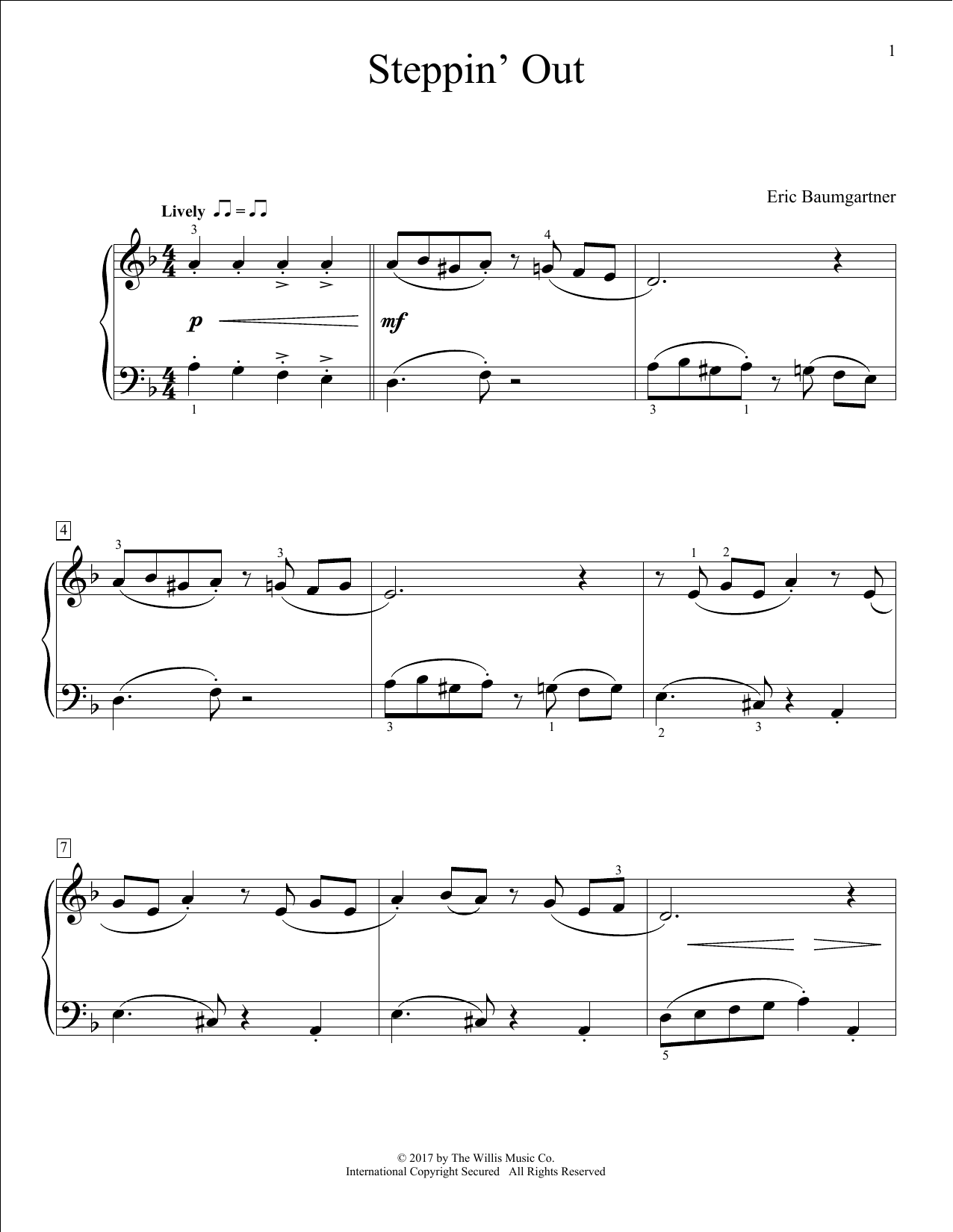 Eric Baumgartner Steppin' Out Sheet Music Notes & Chords for Educational Piano - Download or Print PDF