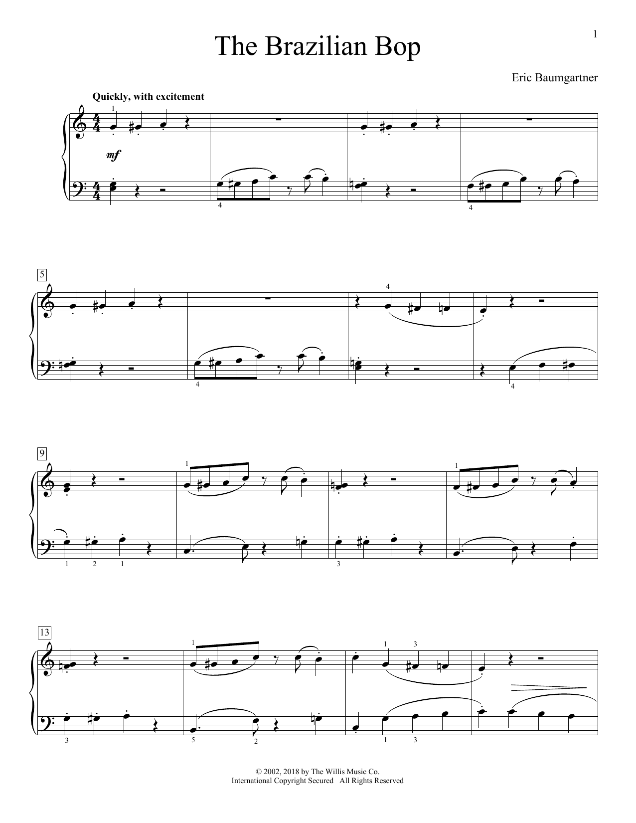 Eric Baumgartner The Brazilian Bop Sheet Music Notes & Chords for Educational Piano - Download or Print PDF