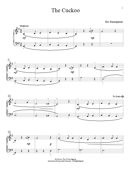 Eric Baumgartner The Cuckoo Sheet Music Notes & Chords for Educational Piano - Download or Print PDF