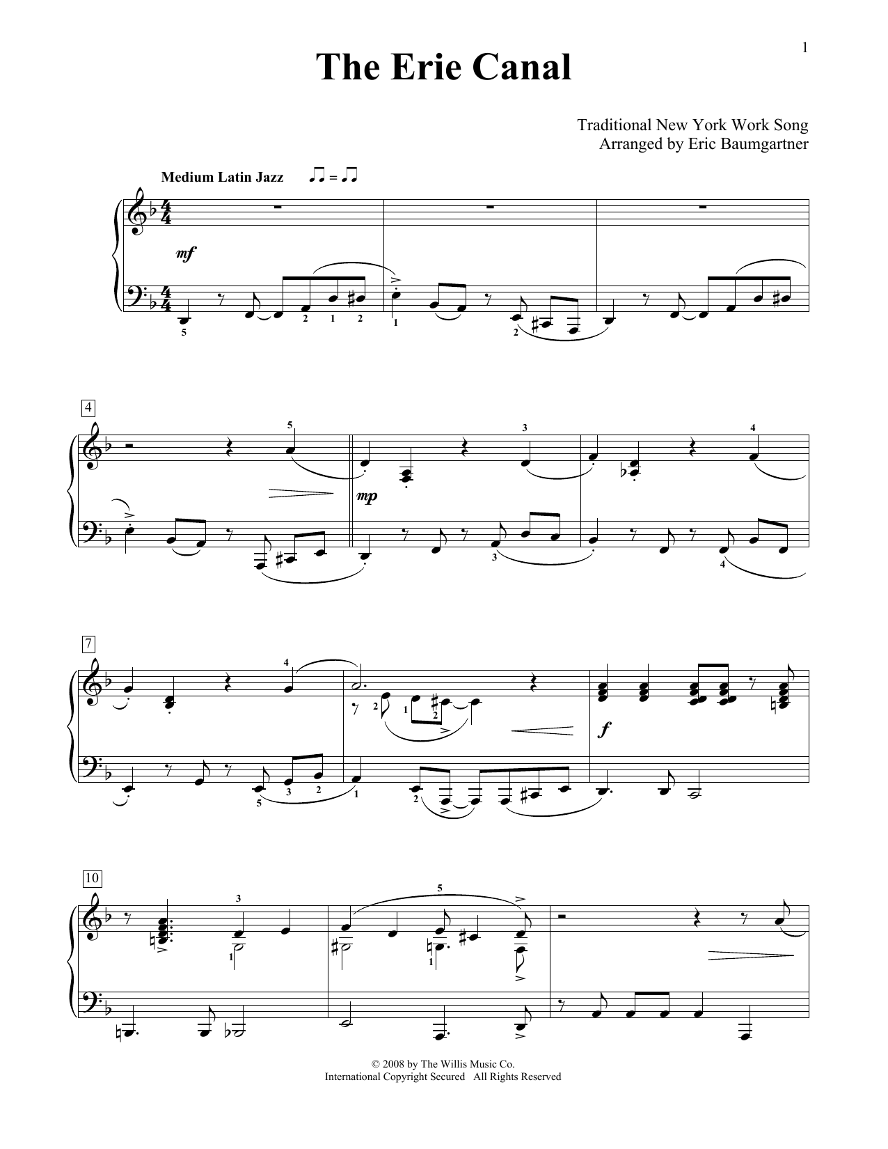 Eric Baumgartner The Erie Canal Sheet Music Notes & Chords for Educational Piano - Download or Print PDF