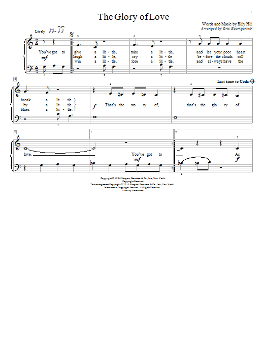 Eric Baumgartner The Glory Of Love Sheet Music Notes & Chords for Educational Piano - Download or Print PDF