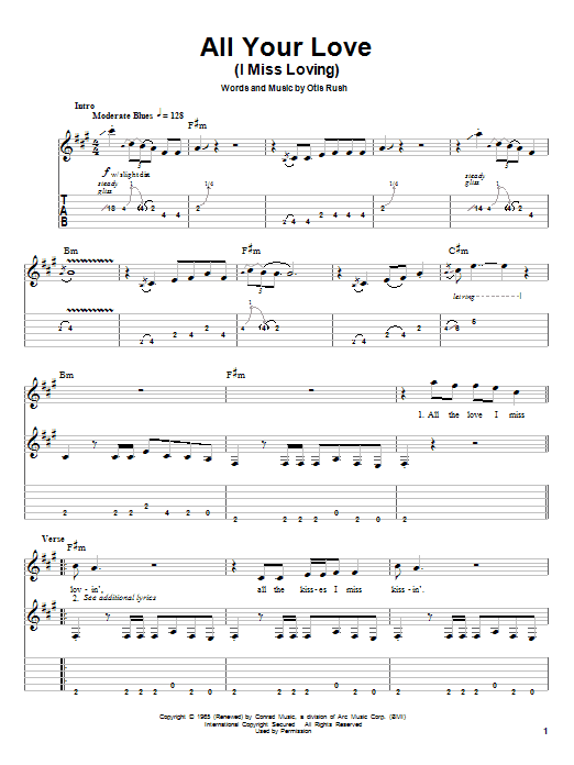 Eric Clapton All Your Love (I Miss Loving) Sheet Music Notes & Chords for Drums Transcription - Download or Print PDF