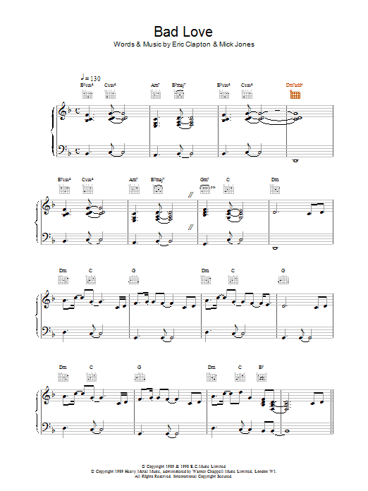 Eric Clapton Bad Love Sheet Music Notes & Chords for Guitar with strumming patterns - Download or Print PDF