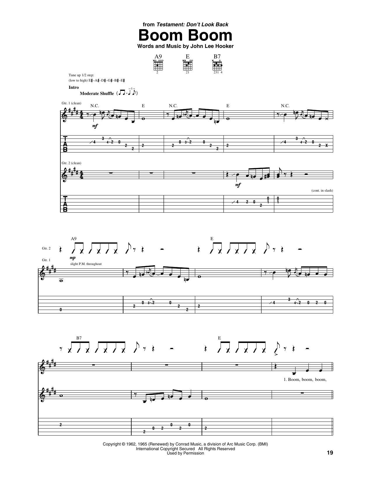 Eric Clapton Boom Boom Sheet Music Notes & Chords for Guitar Tab - Download or Print PDF