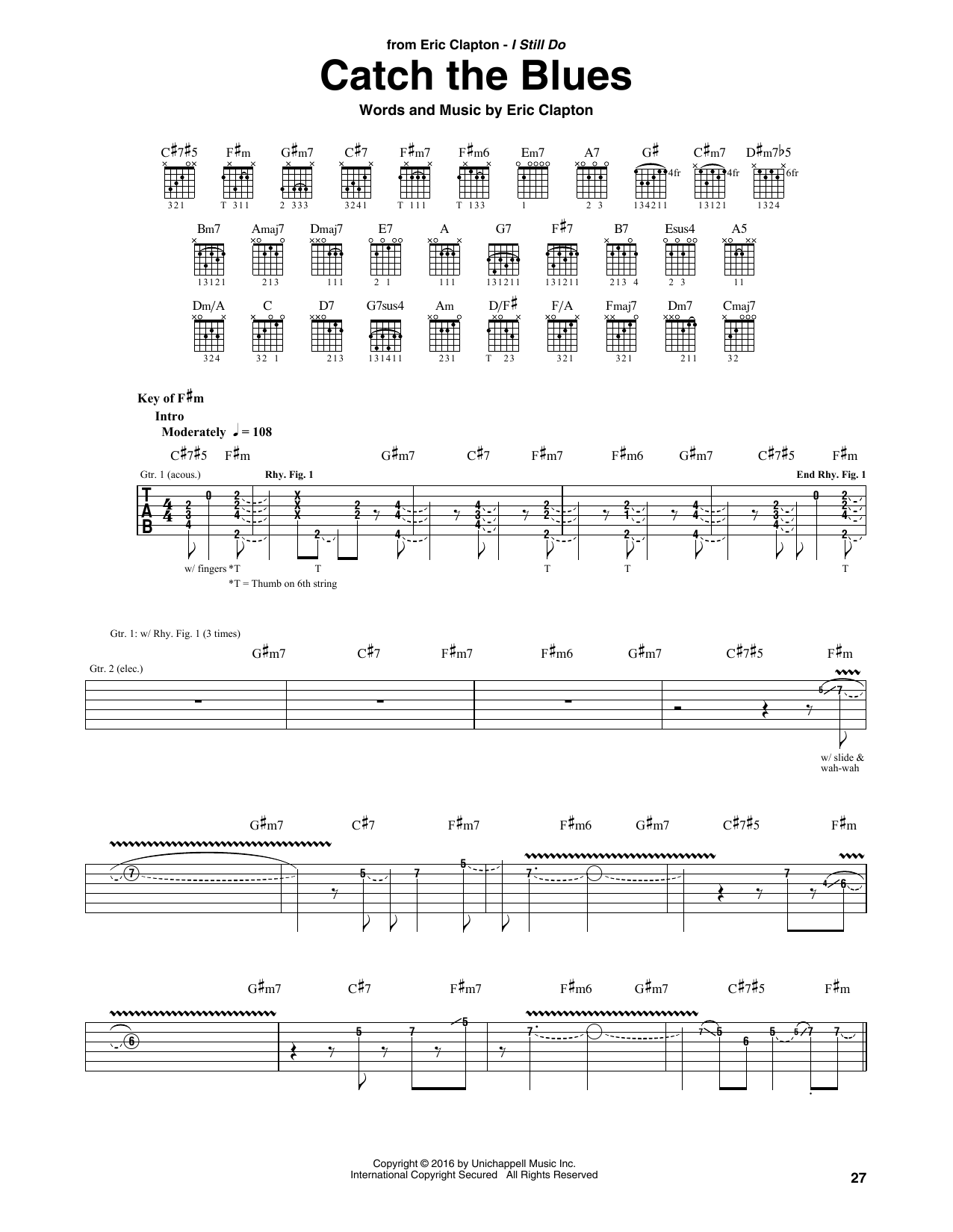 Eric Clapton Catch The Blues Sheet Music Notes & Chords for Guitar Tab - Download or Print PDF